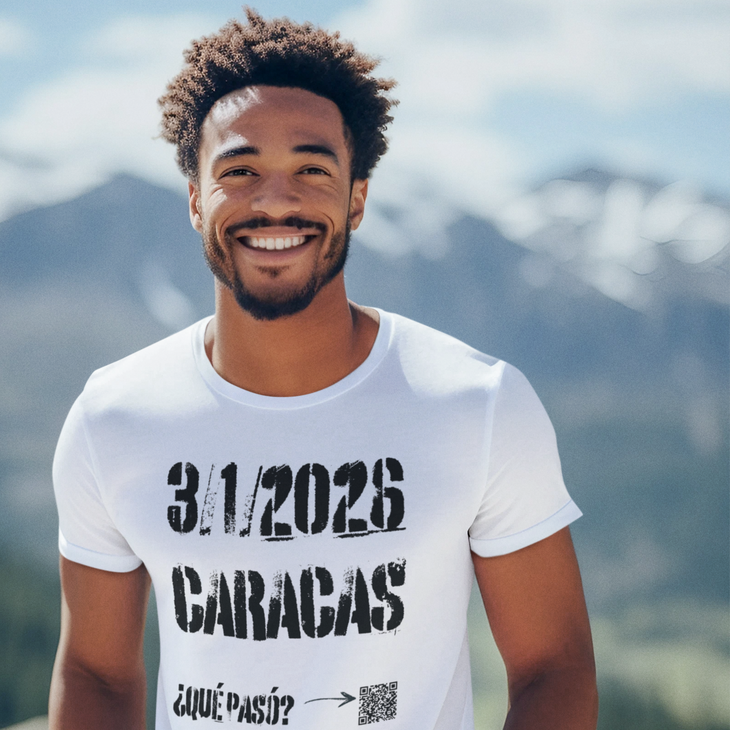 3/1/2026 CARACAS ¿Qué pasó? + QR Camiseta de manga corta unisex