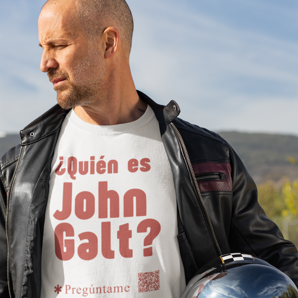 Quién es John Galt?+ QR Camiseta de manga corta unisex