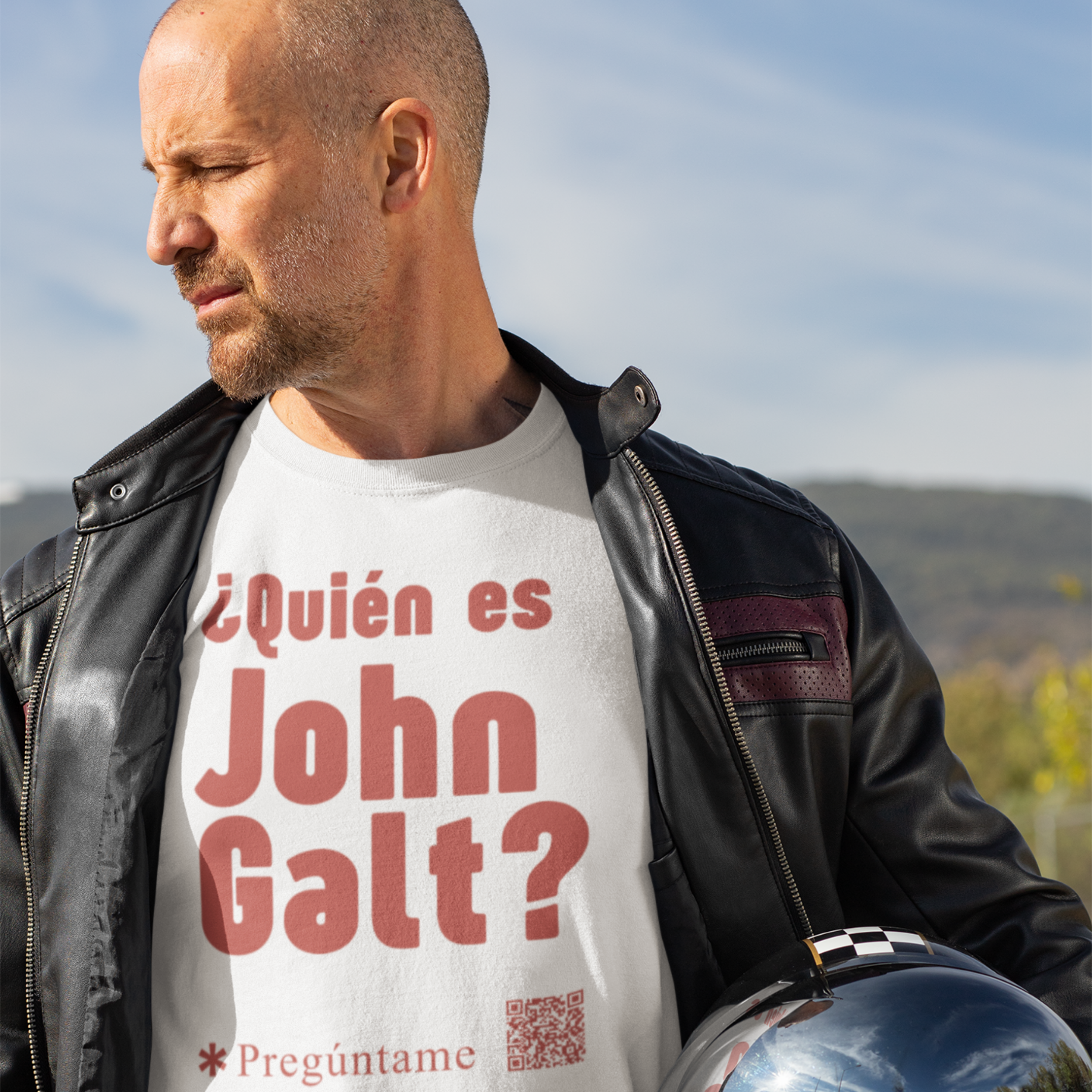 Quién es John Galt?+ QR Camiseta de manga corta unisex