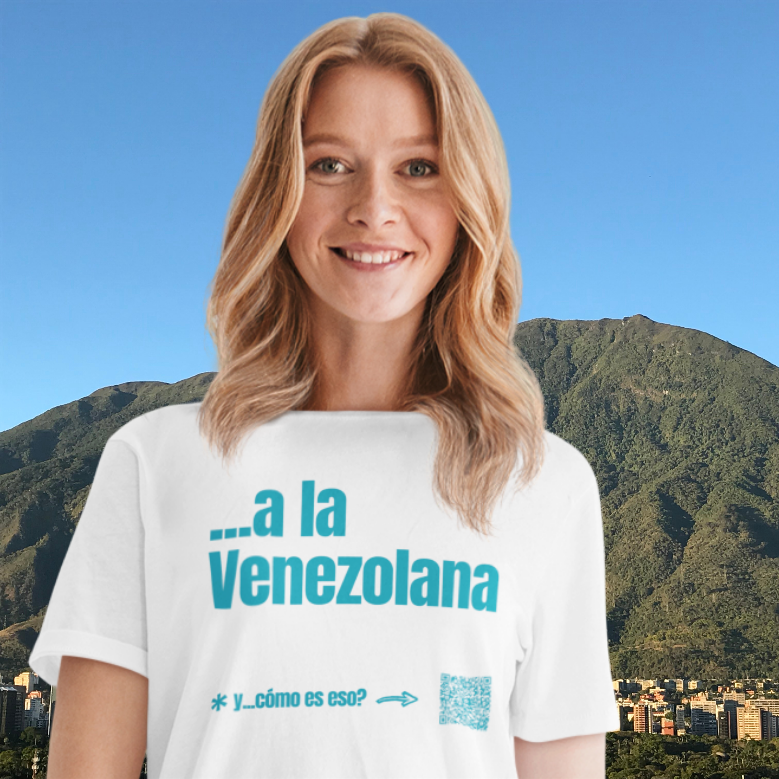 A la Venezolana +QR Camiseta de manga corta unisex