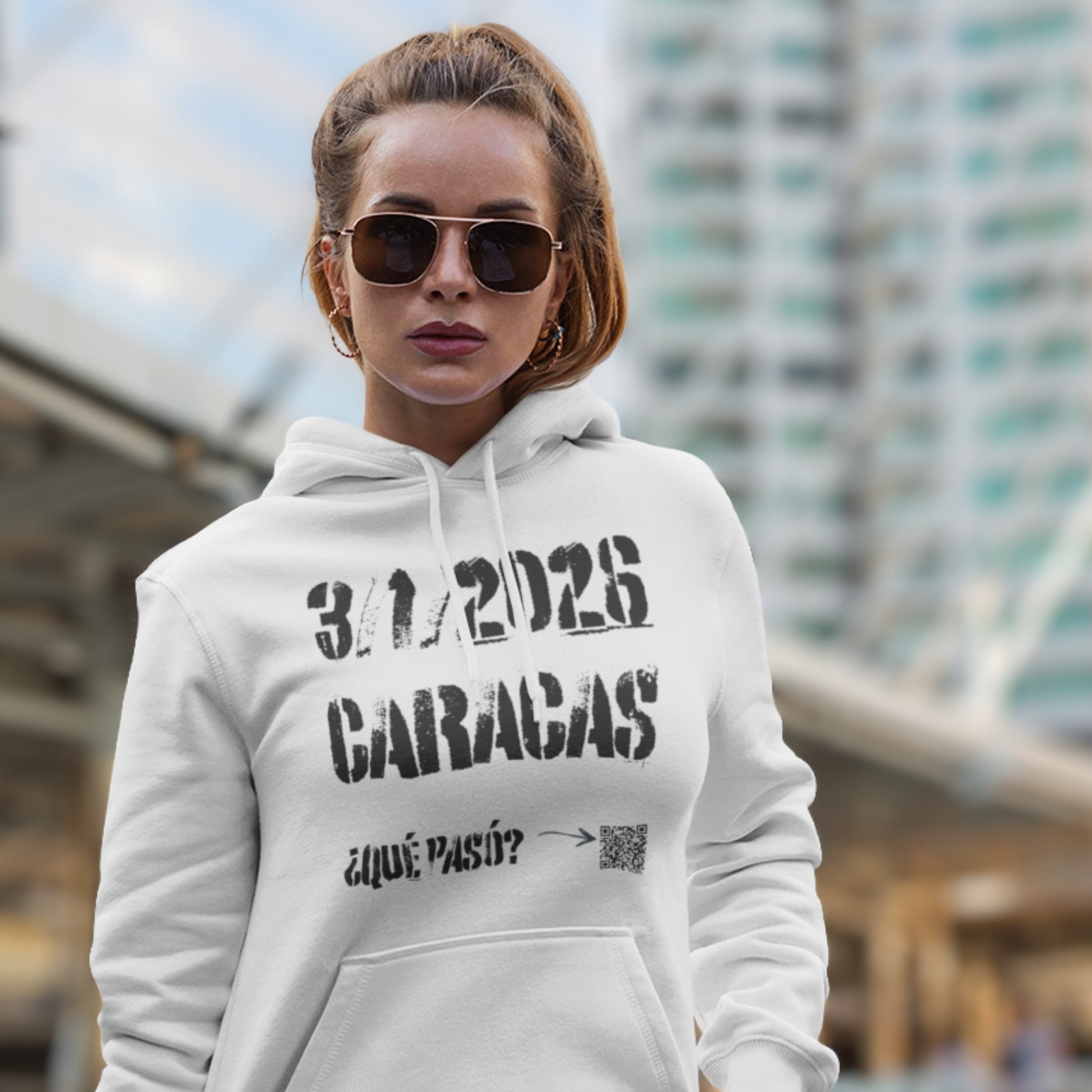 3/1/2026 CARACAS ¿Qué pasó? + QR Sudadera con capucha unisex