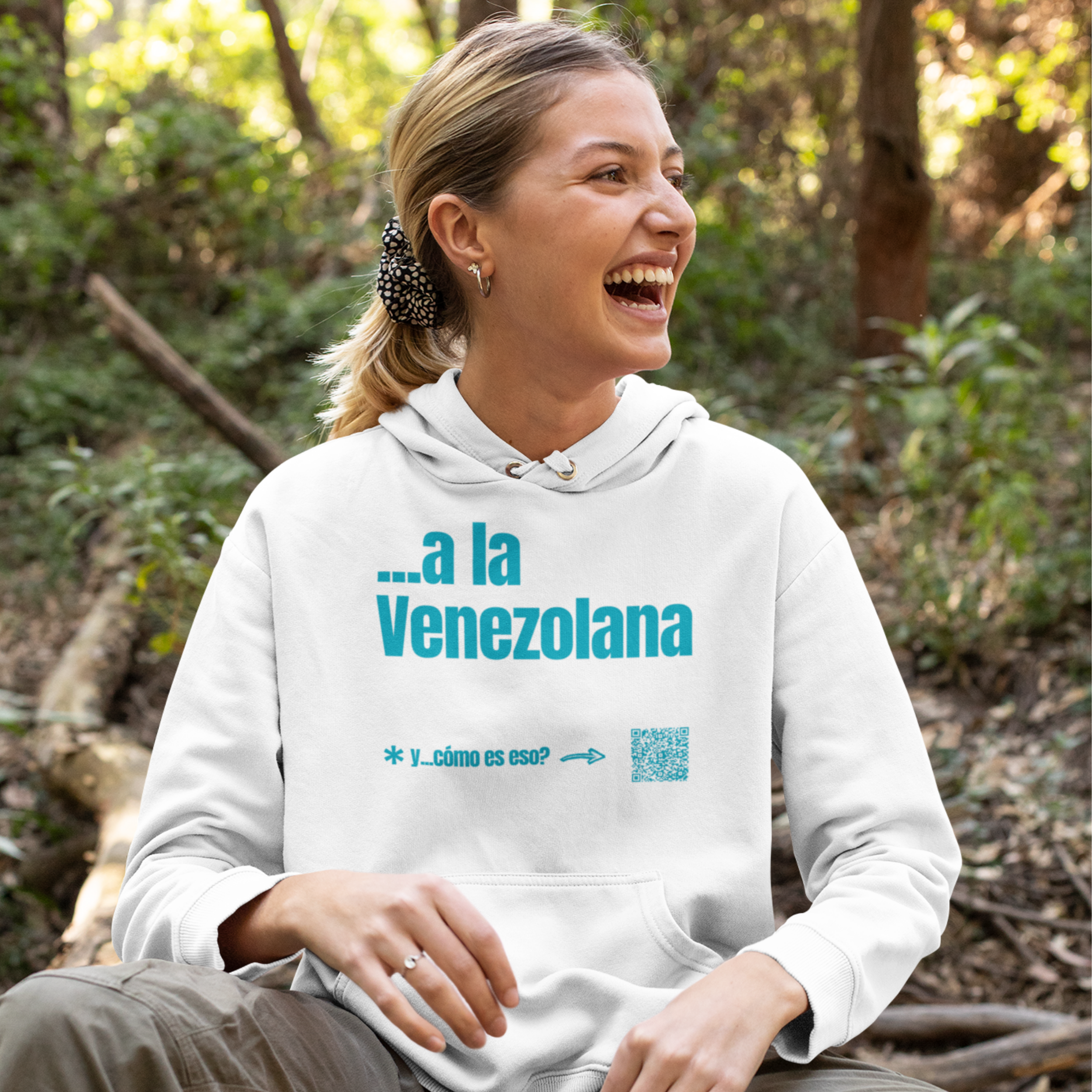 A la Venezolana + QR Sudadera con capucha unisex