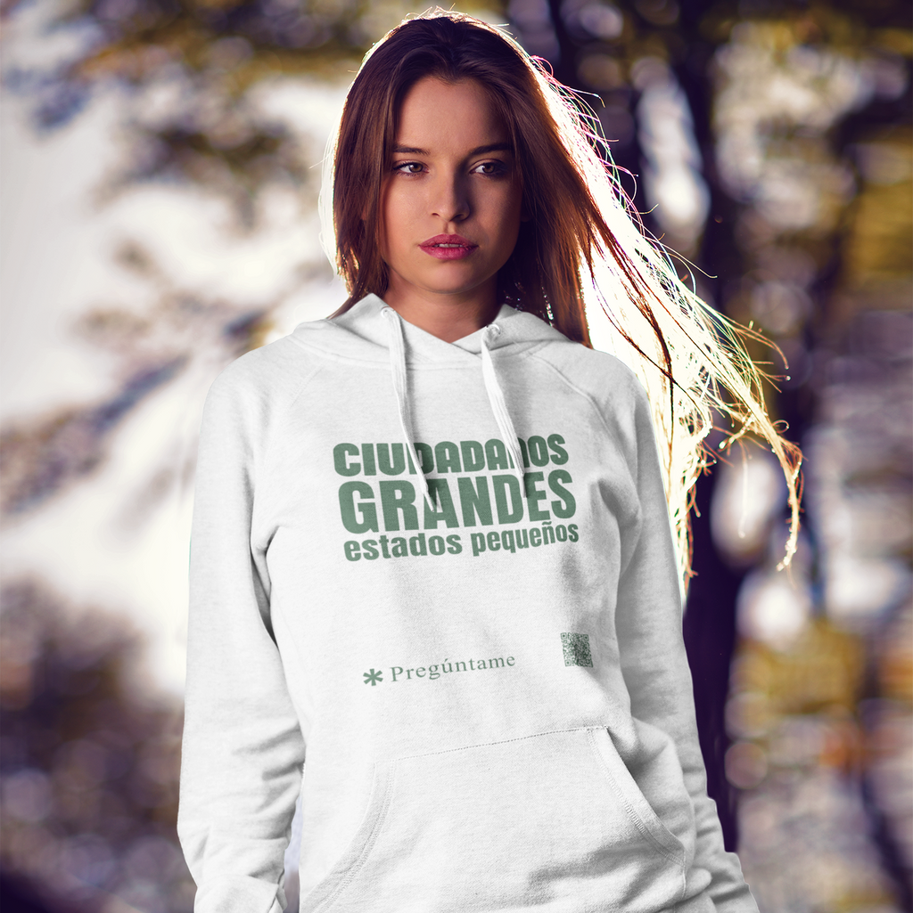 CIUDADANOS GRANDES Estados pequeños + QR Sudadera con capucha unisex